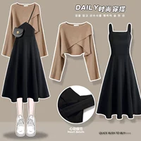 Трикотажный свитер, платье-комбинация, платье, осенняя юбка, демисезонный лонгслив, осенний