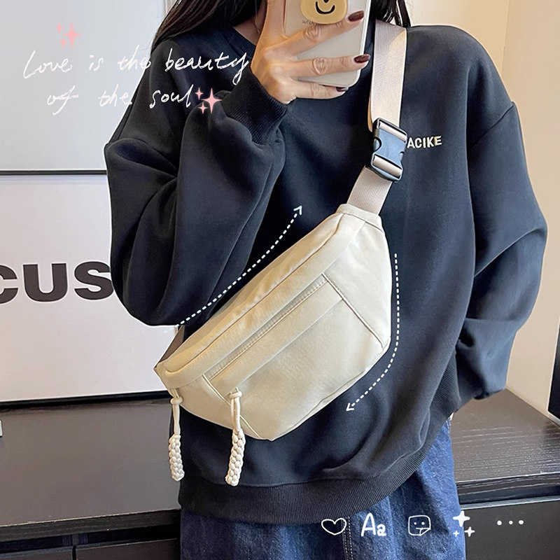 Small Backpack Large Capacity Chest Bag Woman 2023 New Canvas Diagonal Satchel Purse Small Crowd 100 Hitch Sport Single Shoulder Bag-Taobao