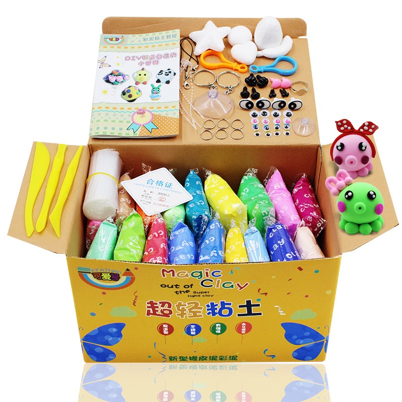 Đất sét 24 màu siêu nhẹ màu đất sét không độc hại không gian plasticine đất sét mềm 36 bộ đồ chơi trẻ em cát. Kit không độc hại set nhat