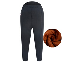 Northeast padded velvet triple cotton pants middle-aged and elderly mens high waist size thick cotton pants winter old man cotton pants