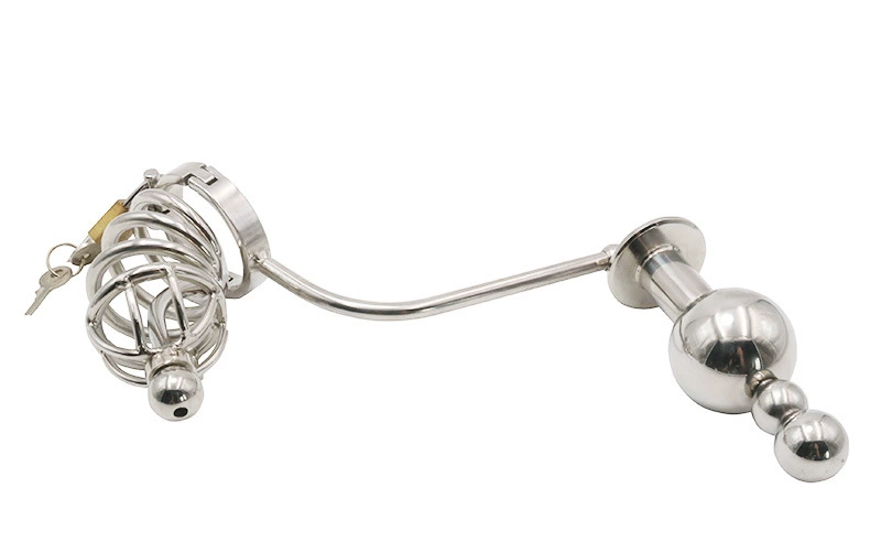 Đai khóa trinh tiết bằng thép không gỉ hạng nặng dành cho nam giới cắm hậu môn một thiết bị trinh tiết lâu dài và hạn chế dụng cụ tình dục SM