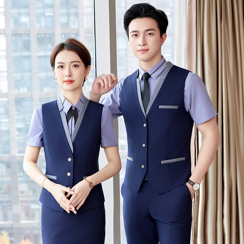Summer Professional Vest Suit for Men and Women, Hotel and Catering Waiter Work Clothes, Ktv Bar Front Desk Reception Work Clothes