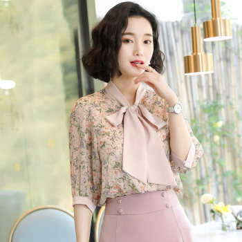 Floral chiffon shirt women's 2022 summer new small shirt fashion design niche top women's western style shirt