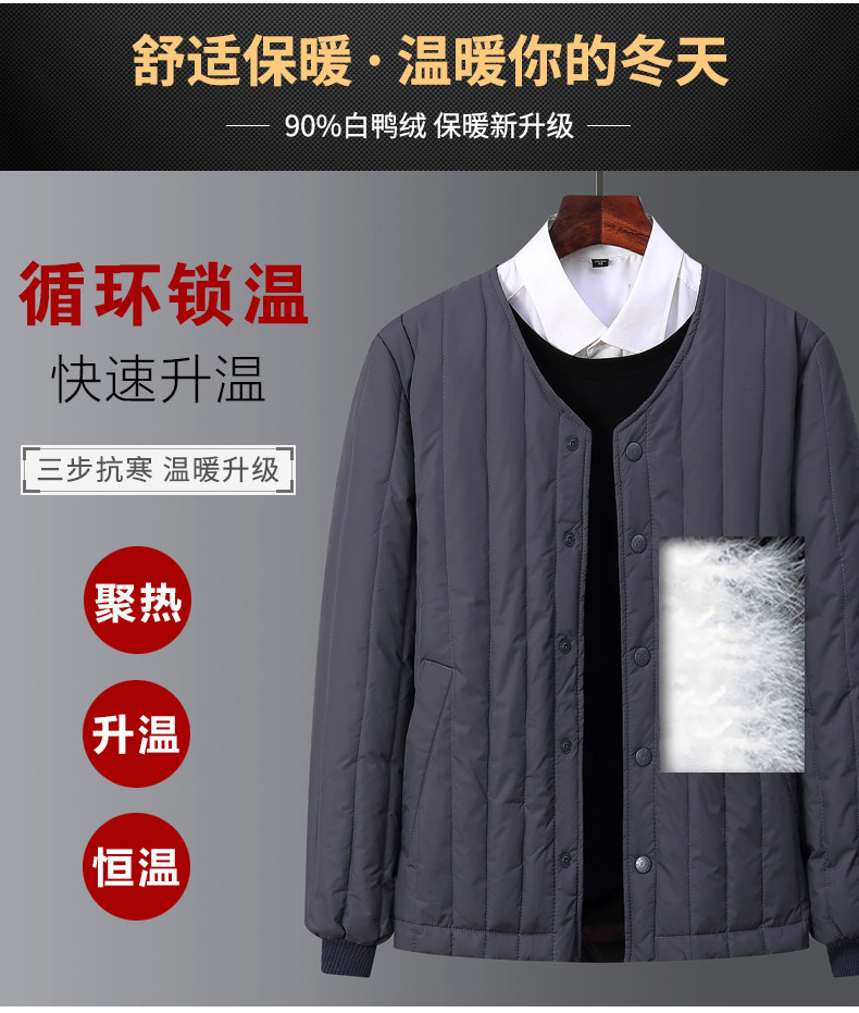 Утепленный пуховик для пожилых людей, комплект, для среднего возраста, V-образный вырез, большой размер Dream XI Jie 