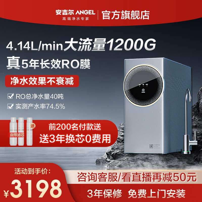 Angel water purifier direct drinker with rorever osmosis 1200G tap water filter water purifier E-Tech3800