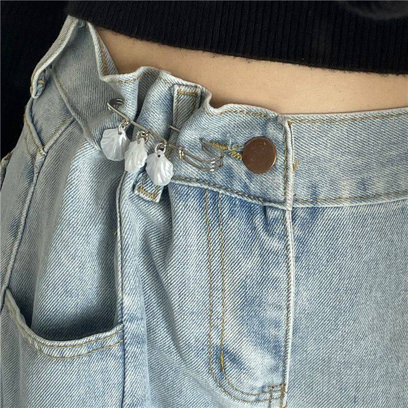 Waist-shrinking artifact female Korean sweet three shell pin trouser belt ladies fashion all-match anti-light simple brooch