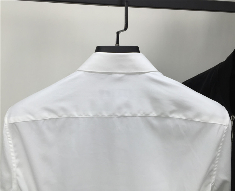 Áo len nhà mùa xuân 2019 mẫu cotton mỏng chống nhăn cổ áo vuông nhỏ tay dài tay nam trắng tinh khiết chống nhăn tay dài - Áo áo sơ mi unisex