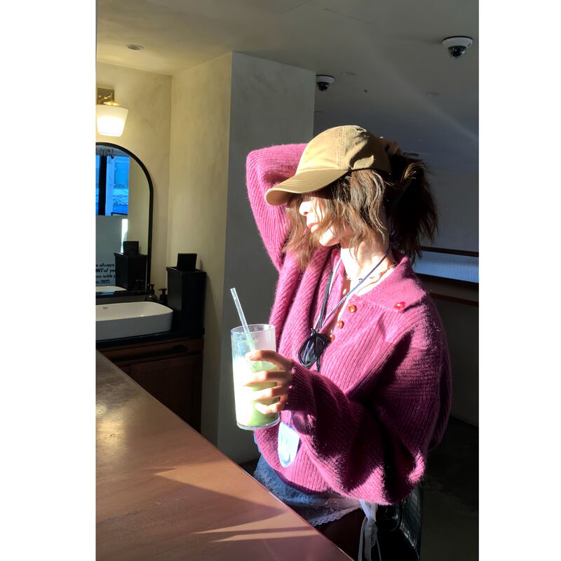 Winter Special: Korean High-Quality Double Yarn Custom-Dyed Camel Wool and Sheep Wool Knitted Top 26 Sweater Coat for Women