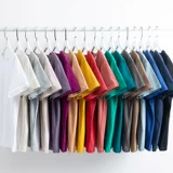 Искренность здесь!Все -Color Heavy Cotton Cold Color Buckle Buckle Summer Loose, простая, дикая верхняя футболка