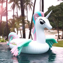 Color wing unicorn Mount floating row pony Polly increased thickened inflatable floating bed swimming ring ins Net red photo