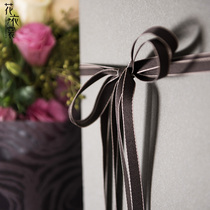 Flower clothes embroidered gold edge flower packaging material black ribbon bouquet packaging ribbon DIY gift box packaging ribbon