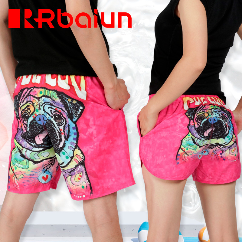 Men's Quick-Dry Beach Shorts, Suitable for Water Activities, Trendy Brand, Loose Fit, Five-Point Length, Men's Set, Couple's Floral Shorts for Women