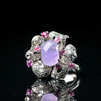 Yangzi jewelry purple star rui laokeng high-ice violet design jade ring 9.8