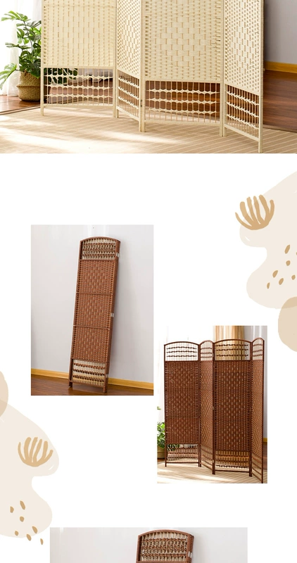 Jiamei Grass Art Folding Màn hình Phòng ngủ đơn giản Trang trí màn hình gấp trong nhà Phòng khách Di động Gỗ nguyên khối Phân vùng màn hình Trung Quốc vách ngăn phòng khách bằng gỗ đẹp