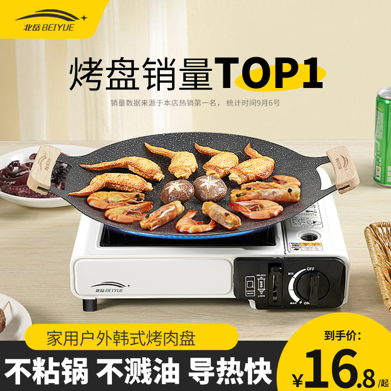 Baking Trays Home Induction Cookers Korean Grilled Grill Pan Outdoor Cassette Stove Special Barbecue Pan Portable Camping Iron Plate Frying Pan-Taobao