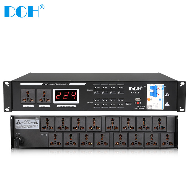 DGH Professional 8-way power chronolator 16-way sequence controller socket manager voltage display with filtering