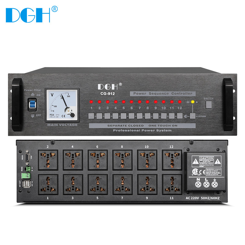 DGH Professional power supply chronotor 12-way socket sequential manager stage conference engineering computer in-control control