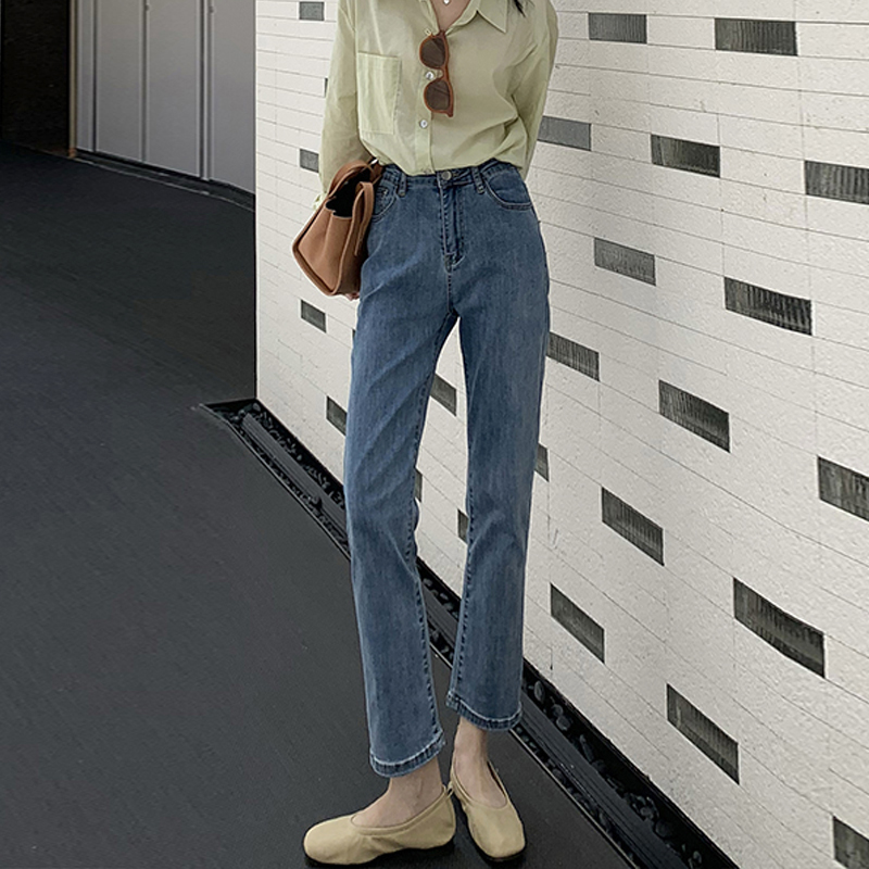 High Waist Straight Drum Jeans Woman Spring Autumn 2021 New Retro Display Slim Loose Wide Leg Large Size Women's Smoke Pipe Pants