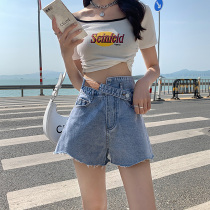 High-waisted denim shorts womens summer thin 2021 New Net red loose size slim a-shaped ultra-short hot pants