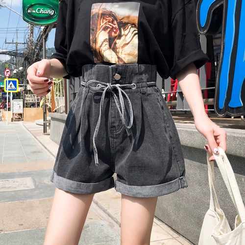 Джинсовая юбка, весенние шорты, штаны, высокая талия, свободный крой, коллекция 2023, по фигуре, А-силуэт
