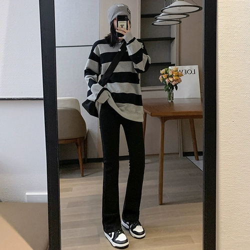 Дизайнерские джинсы, штаны, эластичные штаны-клёш, 2024 года, новая коллекция, высокая талия, тренд сезона, по фигуре, подходит для подростков