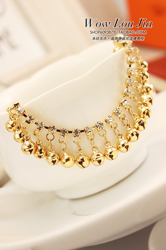 Phong cách dân tộc mới Mùa hè vàng hồng đầy đủ chuông kim cương Trang sức vòng chân nhiều lớp Thời trang nữ phiên bản Hàn Quốc của món quà vòng chân bạc nữ đẹp
