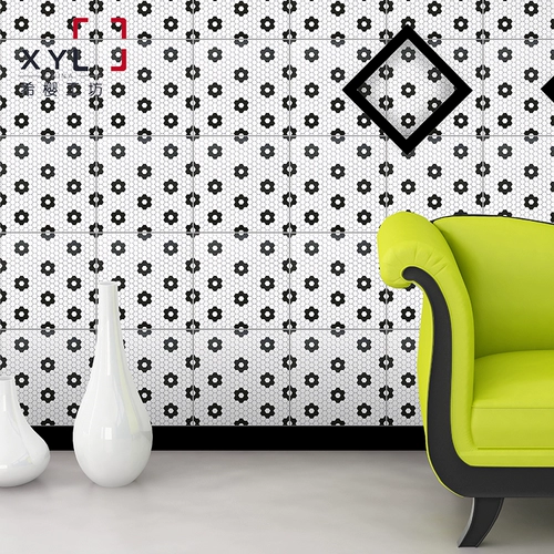 Американская страна Черно-белая восьмиугольная имитация мозаика маленькая цветочная плитка 300 не скользящие плитки на полу в ванной комнате кухонные настенные плитки фон