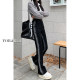 Black trimming straight jeans women's spring and autumn new large-size fat mm high-waist elastic slimming micro-La horseshoe pants