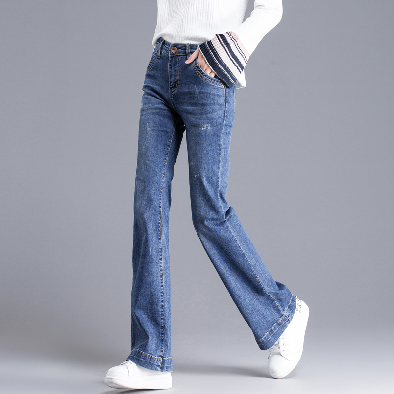 Dark Blue Microlao Jeans Woman Straight Barrel Loose 2022 New Spring Autumn Horn Pants Woman High Waist Display Slim Pants