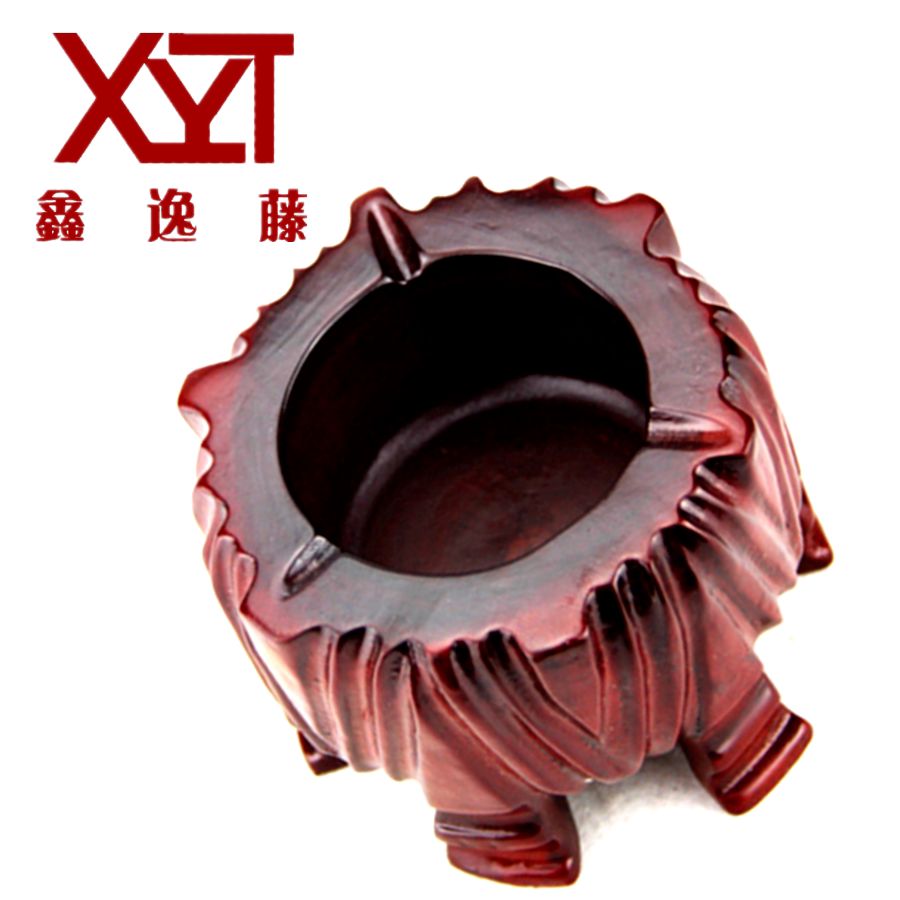 Xinyi Rattan pear wood hexagonal ashtray Vietnamese mahogany solid wood carving Neoclassical home ashtray craft gift decoration