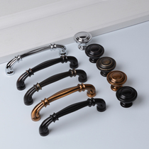 European cabinet handle Wardrobe door drawer Shoe cabinet Solid wood wine cabinet Single hole button coffee bronze black small handle