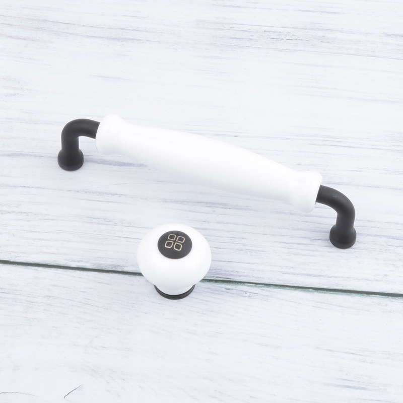 Sofia Wardrobe Handle Single Hole Ceramic Handle Black Cabinet Door Drawer Whole Cupboard Bath Cabinet Single Hole Buttoners