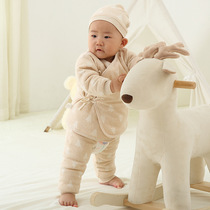 Newborn Winter Cotton Jersey Suit Thickened Warm Baby Moon Subsuit Blouse Cotton cotton Parted Monk Conserved Clothes