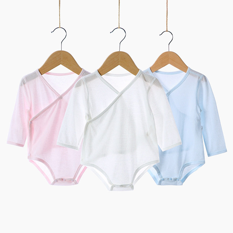 British newborn baby belly tripe jumpsuit ultra-thin breathable baby home close-fitting long-sleeved triangle