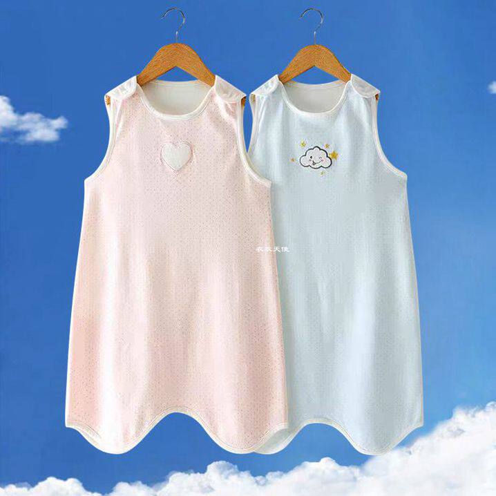 English baby sleeveless sleeping bag thin baby baby 23 vest nightgown cotton summer belly artifact anti-kick quilt