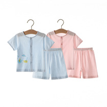 Baby suit Short sleeves Summer slim fit 0-1-year-old baby toddler pure cotton split clothes summer dress shorts summer
