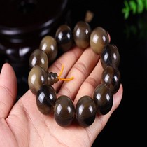 Yamengti Amber Beef Bracelet Buffalo Horn Handmade Polished Bead Hand String Black Horn Round Bead Rosary Men