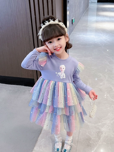 Весеннее платье для девочек, радужные блестки для ногтей, наряд маленькой принцессы, коллекция 2023, новая коллекция