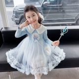 Демисезонный лонгслив для девочек, кукла, наряд маленькой принцессы, кукольный воротник, принцесса Эльза, «Холодное сердце»