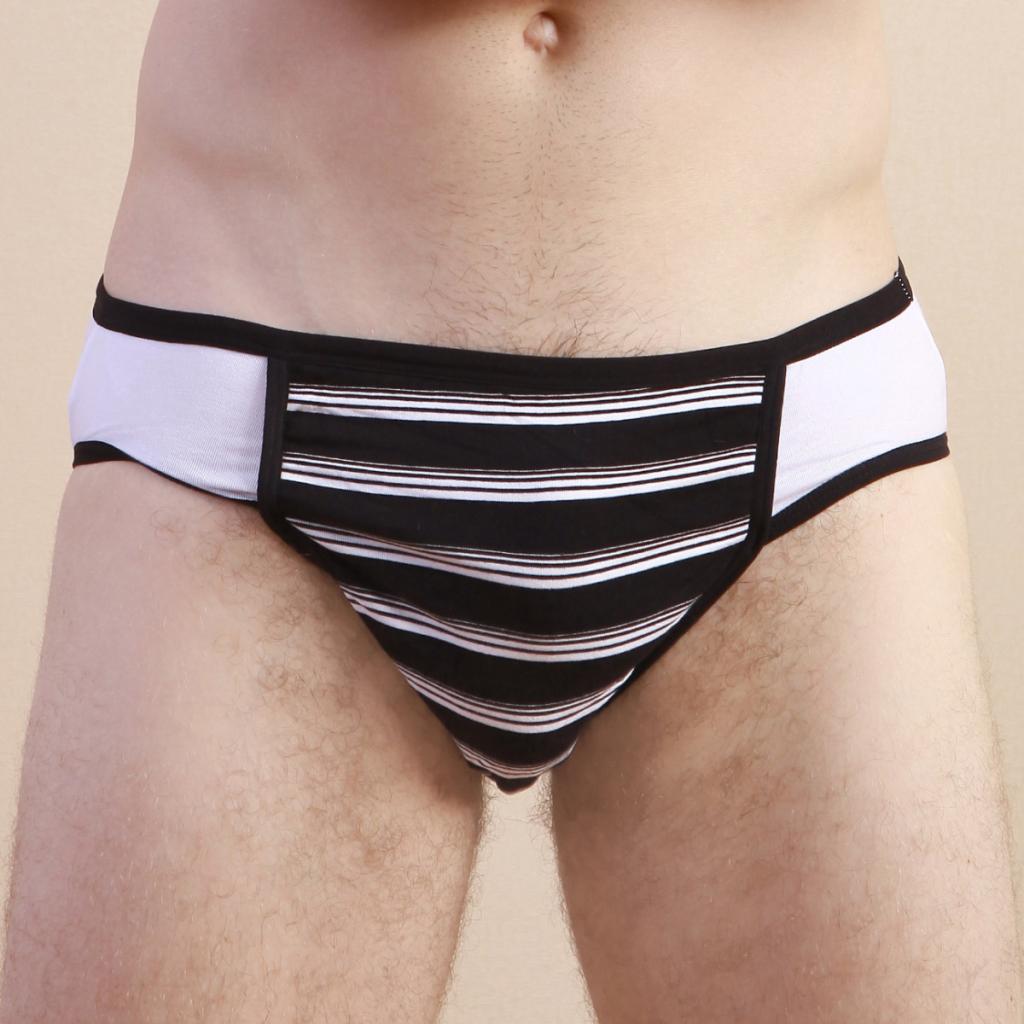 Colo U Convex Sexy Sports Triangle Pants Head Mid Waist Close-fitting Striped Men's Underwear 4 strips of MB123