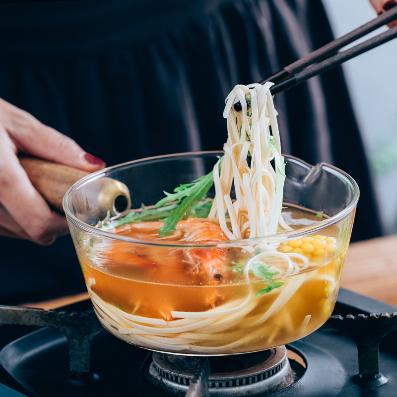 High boron silicon glass small milk pan home baby complementary food special open fire belt pot to boil hot milk pasta pot transparent pot