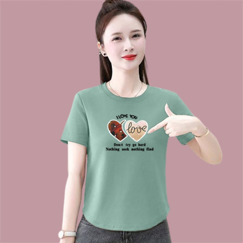 Pure Cotton Round Neck Short-Sleeved T-Shirt for Women, Summer 2026 New Style, Middle-Aged Mom's Stylish Slim-Fit Casual Thin Top Pure Cotton Round Neck Short-Sleeved T-Shirt for Women, Summer 2026 New Style, Middle-Aged Mom's Stylish Slim-Fit Casual Thin Top