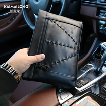 Kermacron Mens Handbag Genuine Leather Handbag Business Casual Head Layer Bull Leather Hand Grip Bag Soft Cow Leather Large Capacity Bag