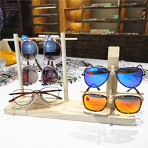 Trendy solid wood glasses display stand high-end sunglasses display props wooden myopia bracket shelf retro