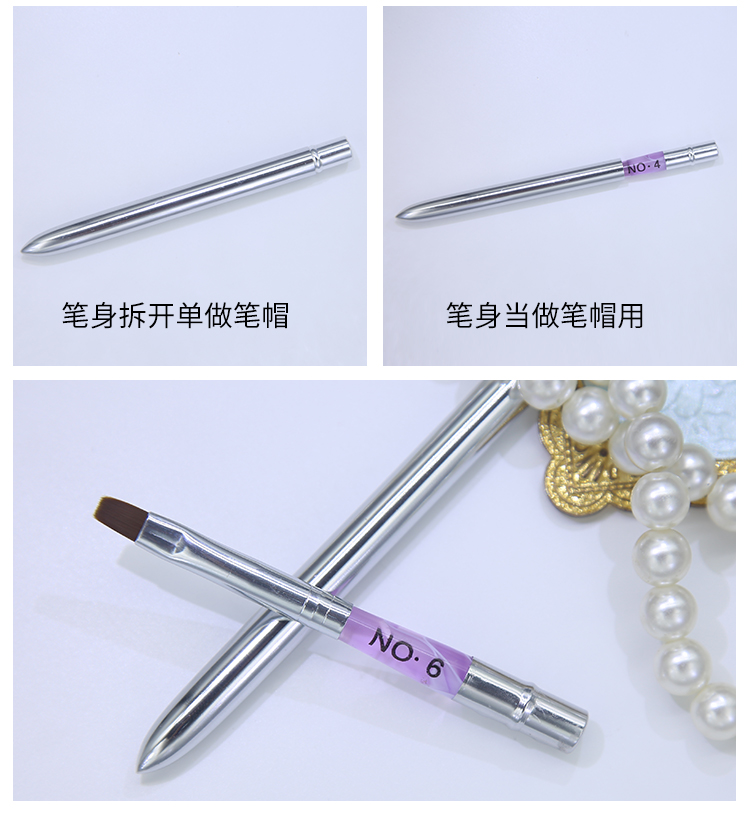 Dụng cụ làm móng bằng kim loại que trị liệu bằng bút sơn phẳng vẽ hoa bút bút vẽ hàng long lanh bột sequin dụng cụ làm nail