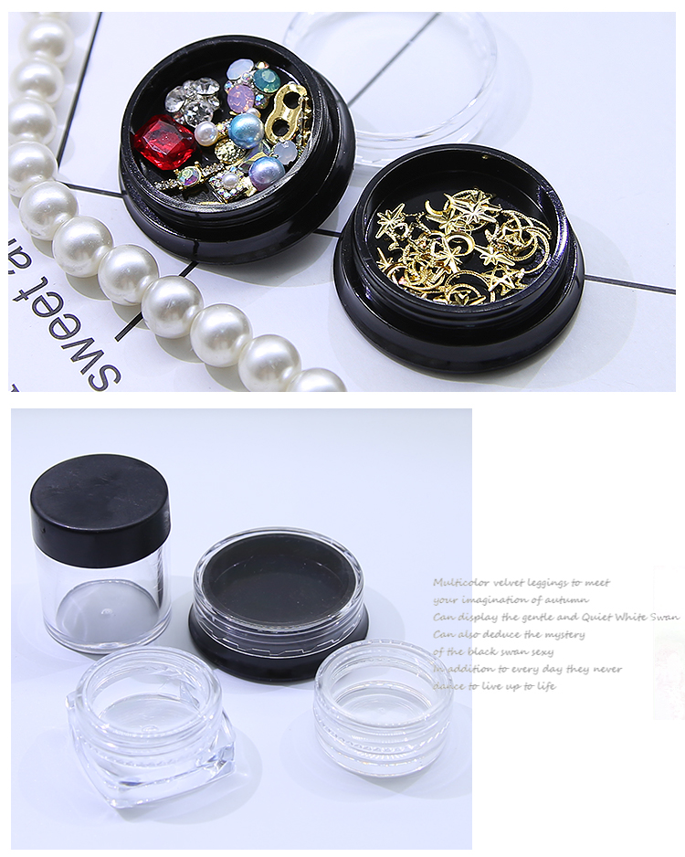 Dụng cụ làm móng, phụ kiện trang sức kim cương, long lanh, sequin, hộp lưu trữ, chai rỗng, chai tròn, phân loại chai, lưu trữ vật liệu DIY - Công cụ Nail kìm bấm móng tay
