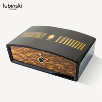 Lubinski Lubinski cedar wood cigar humidor 60 pieces fingerprint lock carbon fiber outer cover