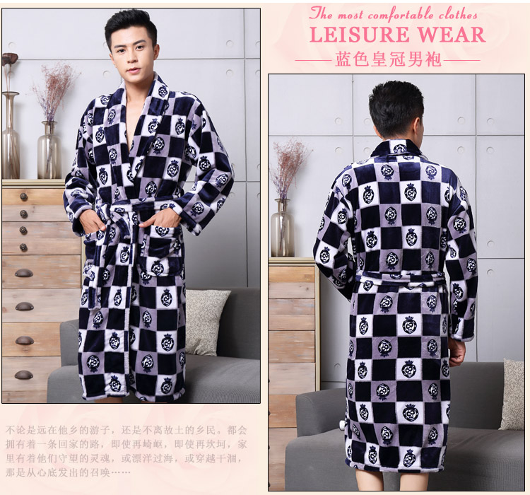Mùa thu dày mùa đông flannel vài chiếc áo ngủ nam và nữ áo choàng tắm san hô lông cừu áo choàng dịch vụ nhà quần áo ngủ nam
