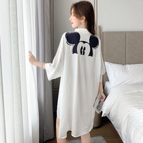 Letter Shirt Sleeping Dress Girl Ice Wire Slim Fit Cartoon Skirt Boyfriend Wind Summer Short Sleeve Advanced Sensary Sleepwear New