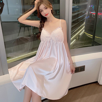 Style Sexy Harness Sleeping Skirt Woman With Chest Cushion Princess Wind Sweet Beauty Short Dresses Ice Silk Sleepwear Womens Summer Senior Sensation